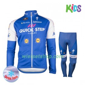 Kind Fietskleding (Wielershirt Lange Mouw + Fietsbroek Lang) 2017 Quick-Step Floors N001 Winter Thermal Fleece